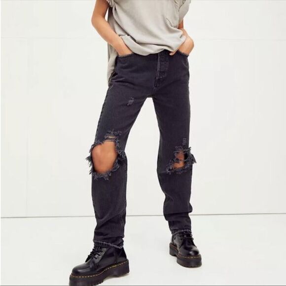 NWT Free People Lasso Jean Washed Black Women’s Size 25 - Picture 1 of 4